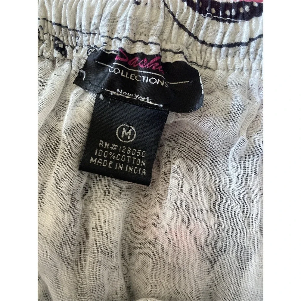 Sasha Collections Boho Maxi Skirt Womens Size M Black White Paisley Cotton Gauze